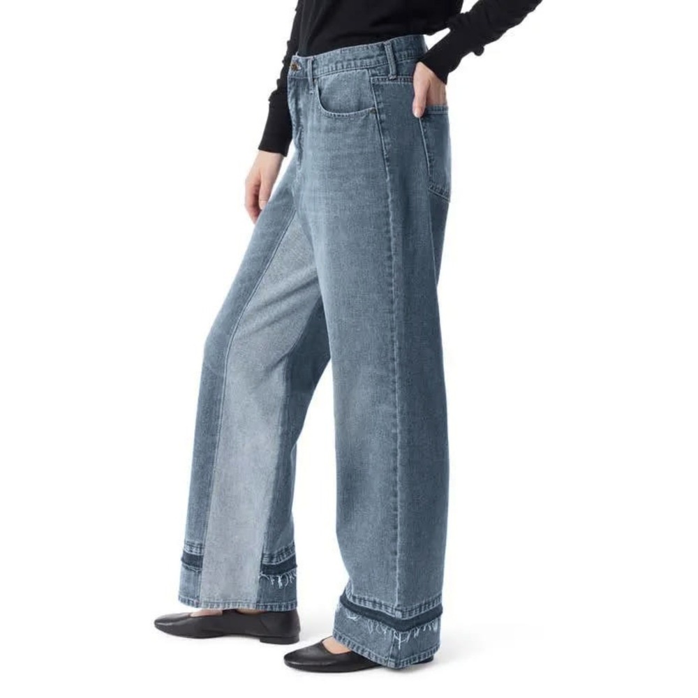 DO by Dee Ocleppo Fallon Two Tone High Rise Relaxed Leg Jeans Size 6 Colorblock